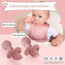 ROSA ESCURO ou CLARO - Jogo Introdução Alimentar Bebê Utensílios em Silicone Premium 8 Pçs BBL-54