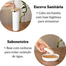 Conjunto Banheiro 6 Peças Bambu Branco - BM-F1080B