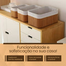 Conjunto 3 Cestos Organizadores de Bambu c/ Forro BM-F1101