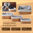 Conjunto 3 Cestos Organizadores de Bambu c/ Forro BM-F1101