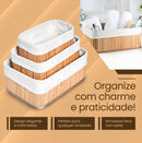 Conjunto 3 Cestos Organizadores de Bambu c/ Forro BM-F1101