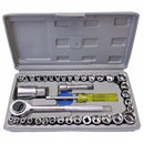 Jogo Ferramentas 40 Peças Soquetes com Maleta Cinza