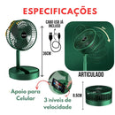 Mini Ventilador Dobrável com Apoio para Celular Bivolt