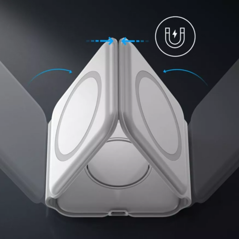 Carregador Portátil 3 em 1 Dobrável MagSafe - Branco