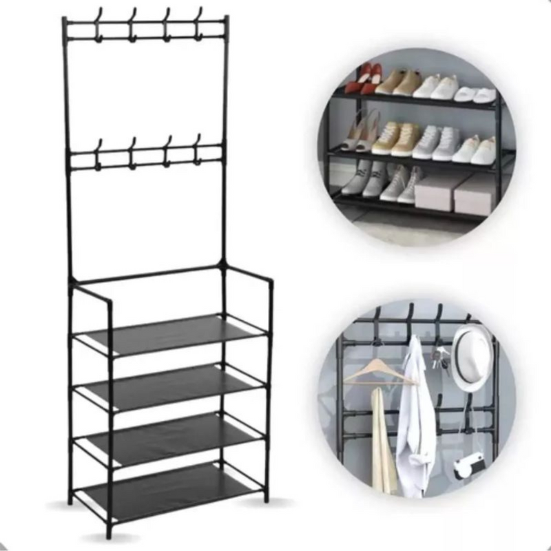 Rack Arara Cabideiro c/ Sapateira e 4 Prateleiras