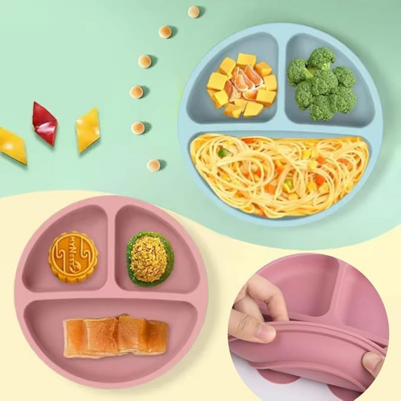 ROSA ESCURO ou CLARO - Jogo Introdução Alimentar Bebê Utensílios em Silicone Premium 8 Pçs BBL-54