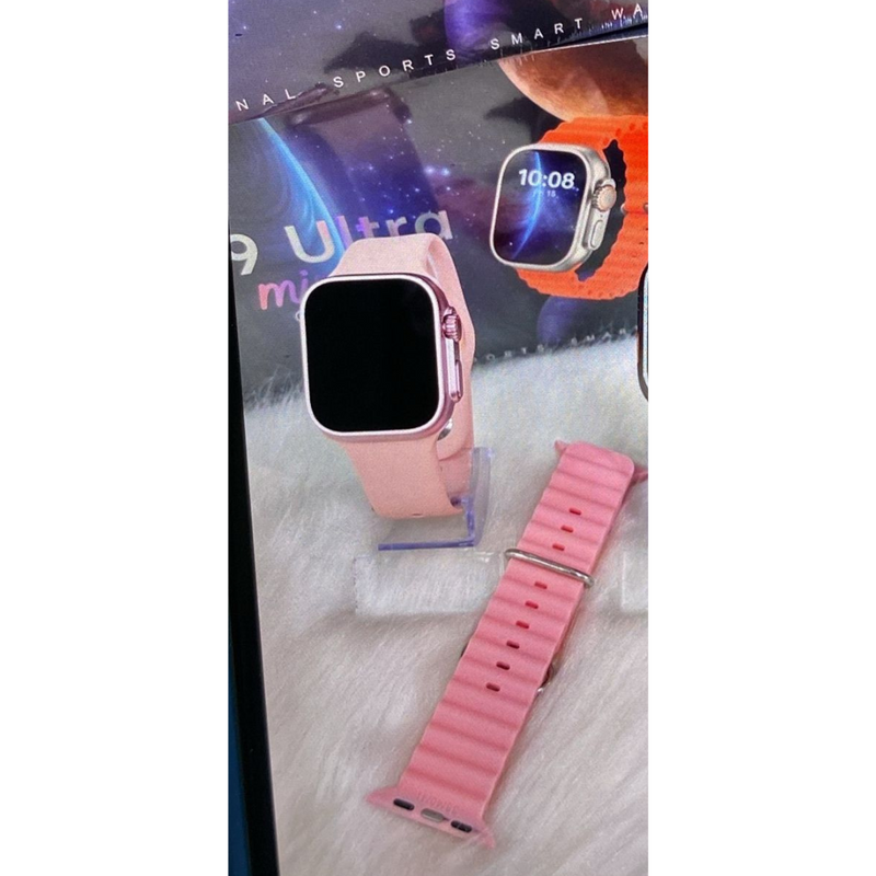Relógio Smartwatch GS9 Rosa Ultra Mini 41mm + 2 Pulseiras