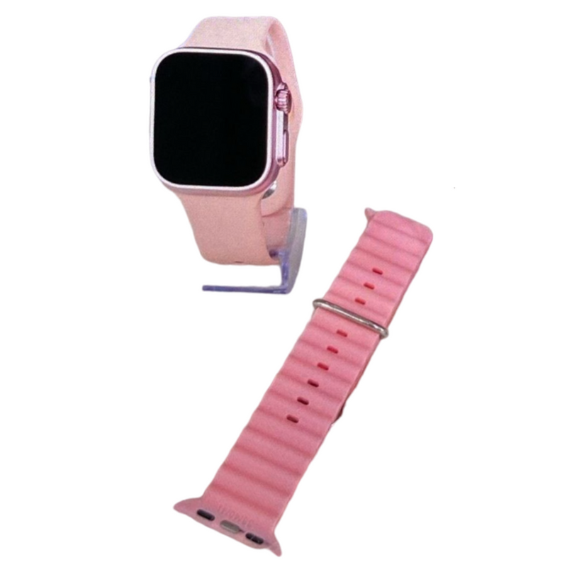 Relógio Smartwatch GS9 Rosa Ultra Mini 41mm + 2 Pulseiras