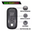 Mouse Wireless Bluetooth RGB Recarregável 1600 DPI LED