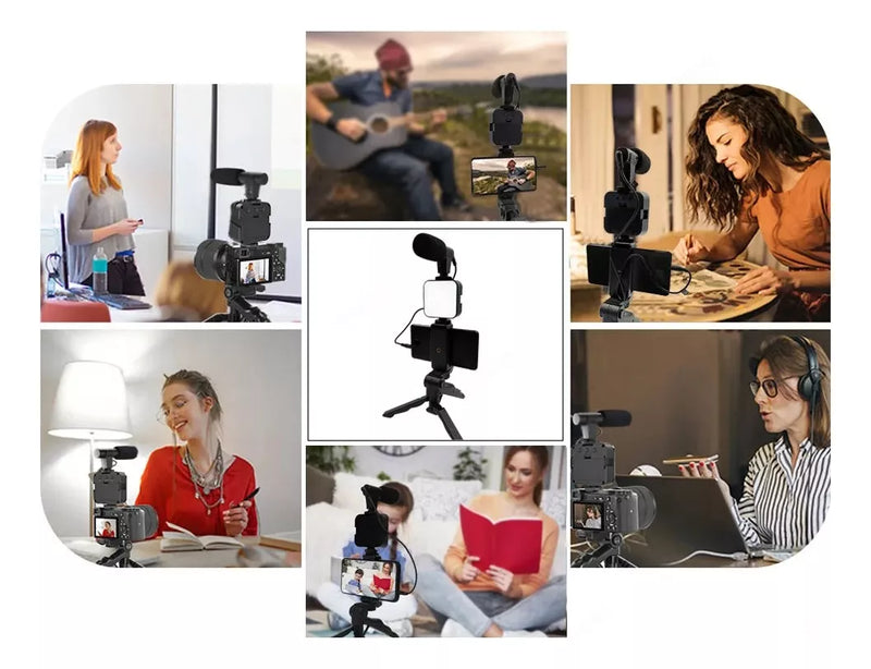 Suporte Tripé com LED e Bastão Selfie - Kit Gravação BM-244