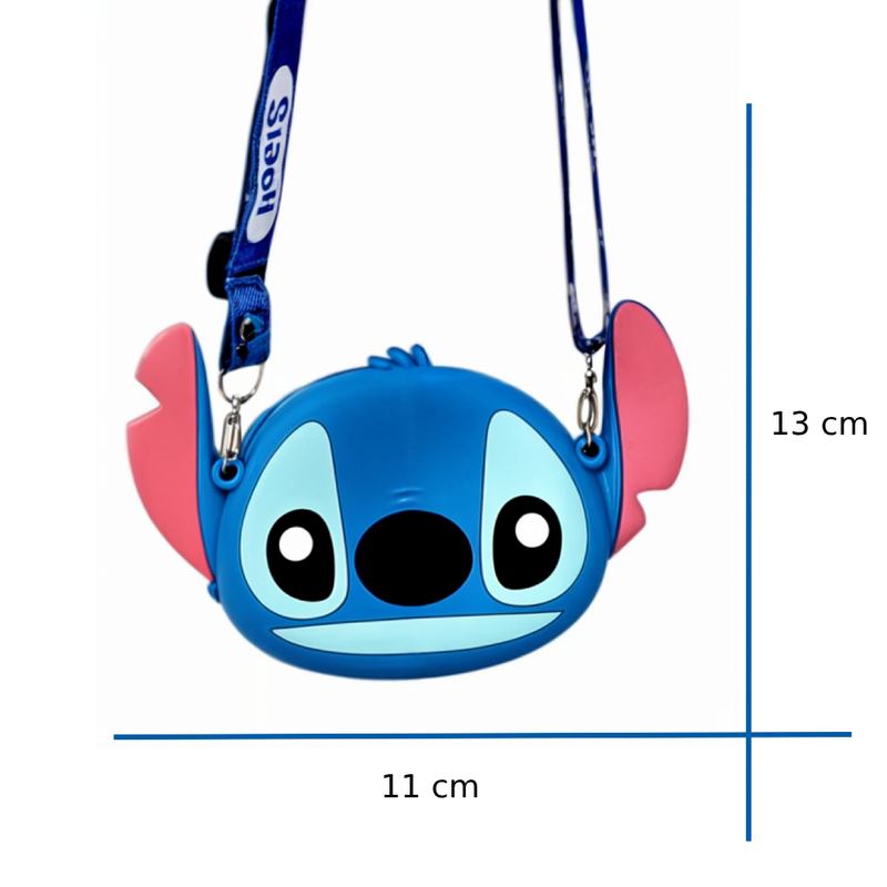 Mini Bolsa Infantil de Silicone - STITCH, Alça Ajustável.