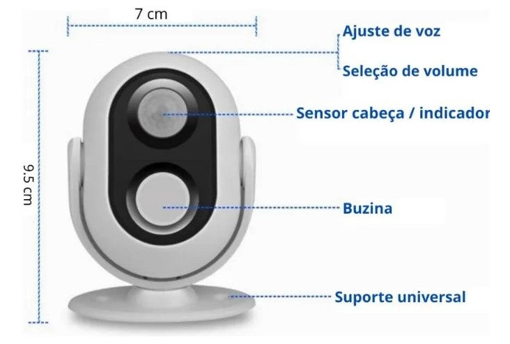 Sensor de Presença Campainha Alarme BM-607 Bivolt