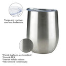 Copo Cuia Térmico Inox 360ml Prata c/ Tampa Antivazamento