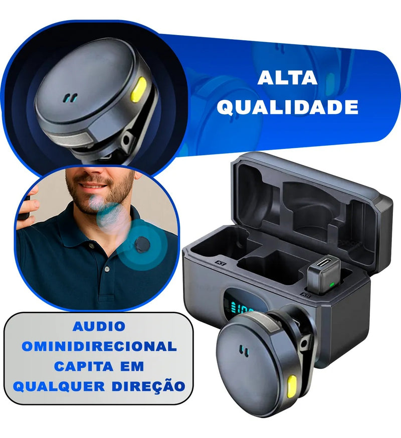Microfone Lapela Duplo Sem Fio ON-2912 - Anti-Ruído