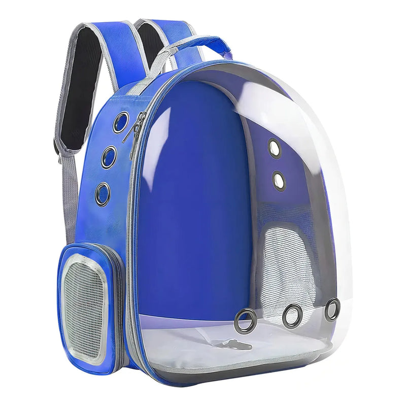 Mochila Pet Azul p/ Cães e Gatos com Visão e Ventilação