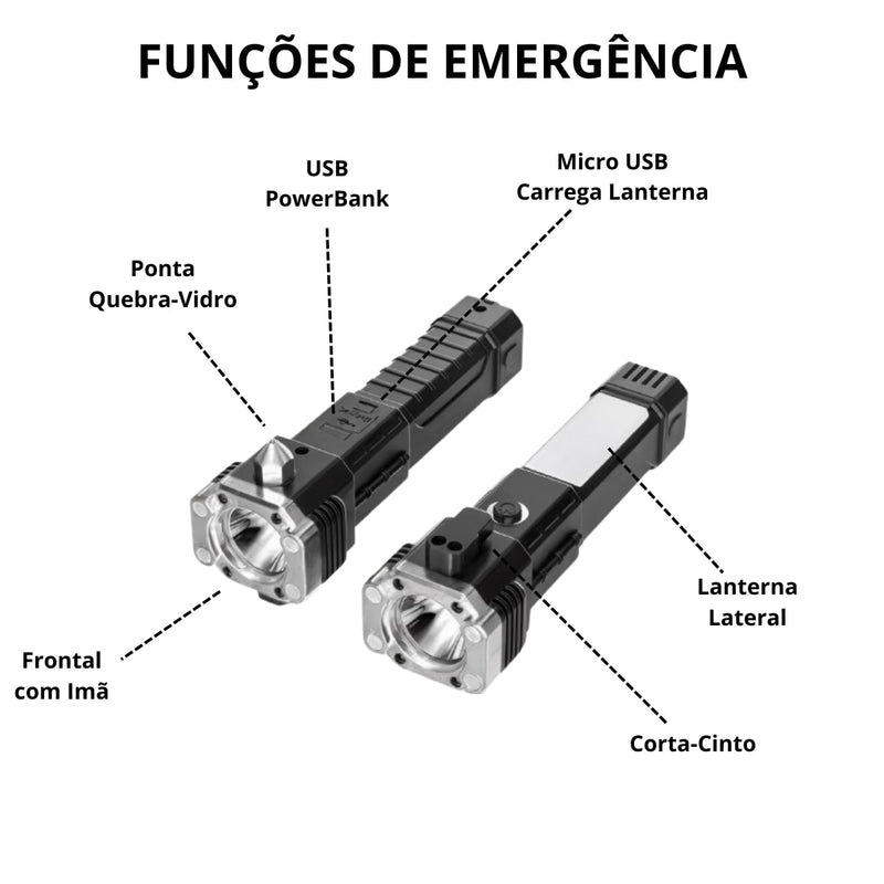 Lanterna LED Martelo Recarregável de Emergência Multiuso - BBL-2023