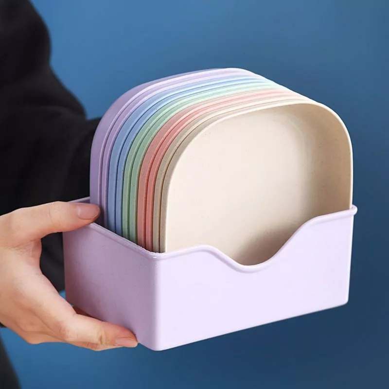 Conjunto 10 Pratos + Escorredor Plástico Reutilizável