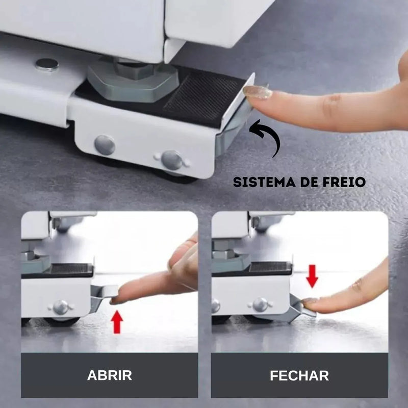 Base Suporte com Rodinhas p/ Geladeira e Máquina - Branco/Pr