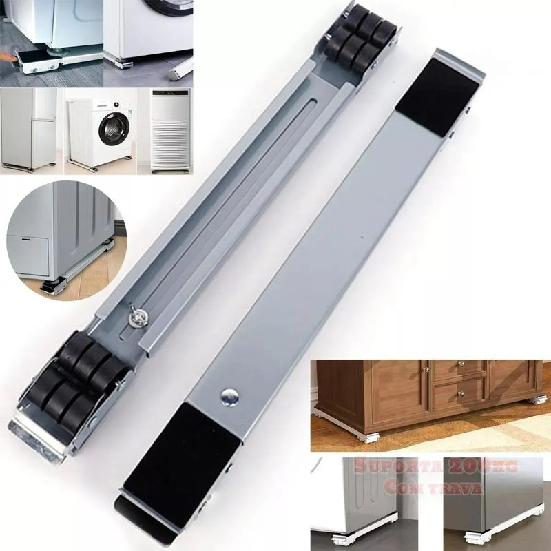 Base Suporte com Rodinhas p/ Geladeira e Máquina - Branco/Pr