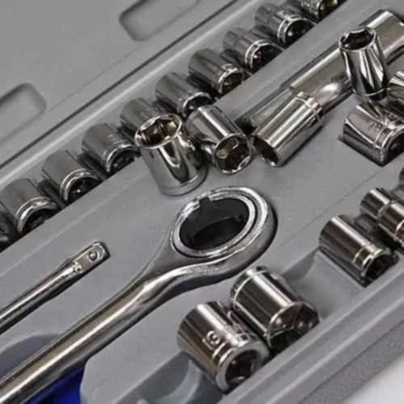 Jogo Ferramentas 40 Peças Soquetes com Maleta Cinza