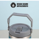 Garrafa Flip Straw 900ml Cinza c/ Alça e Canudo - Personaliz