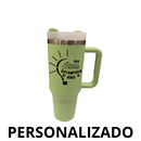 Copo Térmico Inox 1200ml Verde Água c/ Alça e Canudo