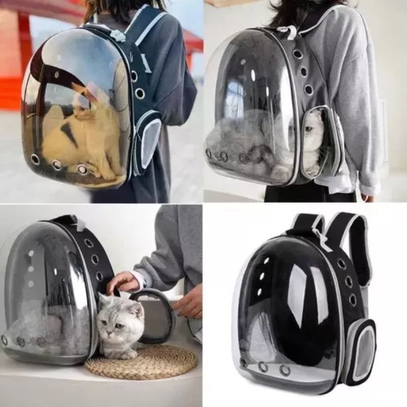 Mochila Pet Azul p/ Cães e Gatos com Visão e Ventilação